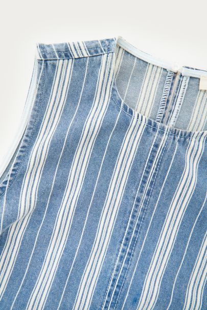 Blauw-wit gestreepte denim top