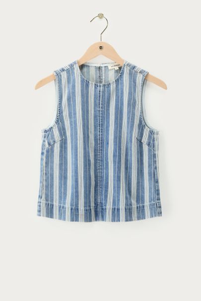 Blauw-wit gestreepte denim top