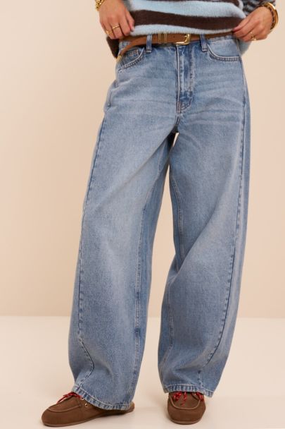 Jean barrel bleu avec cordon