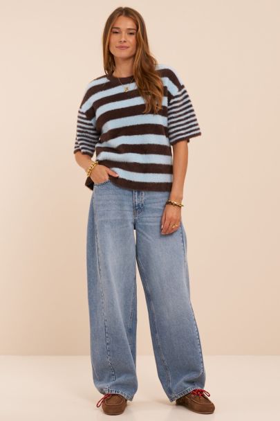 Jean barrel bleu avec cordon