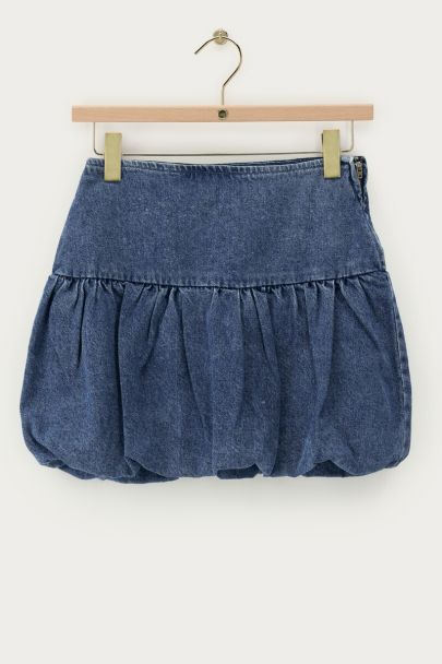 Blauwe denim ballon rok