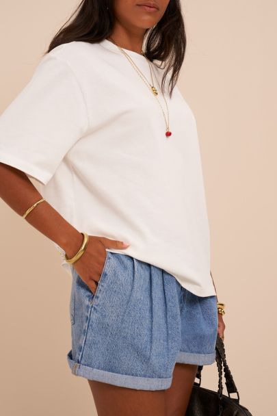 Blauw denim short met plooien