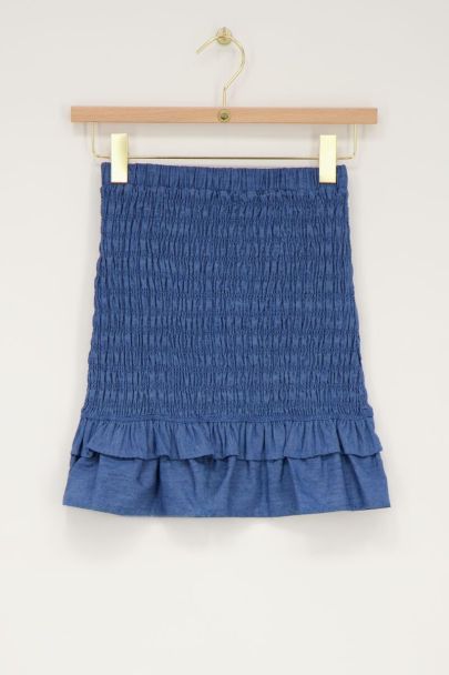Blauwe denim rok met smock