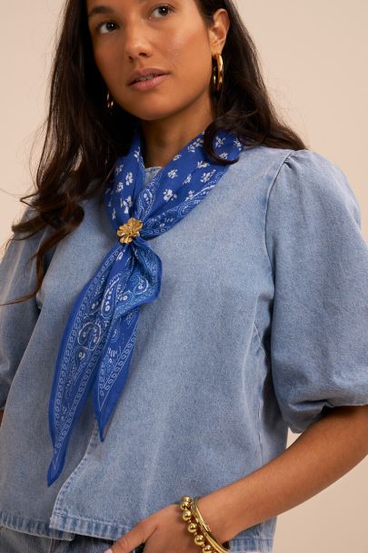 Foulard bleu imprimé bandana