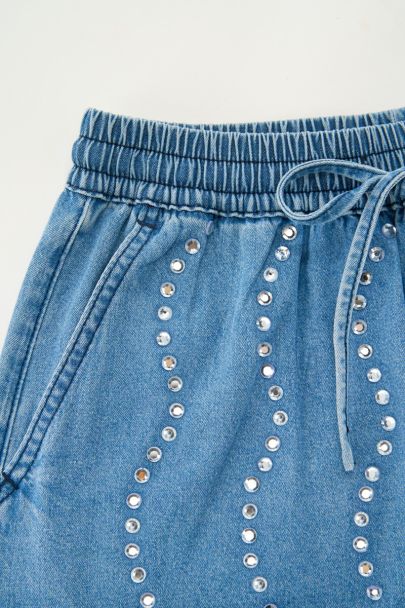 Blauw short met strass wave