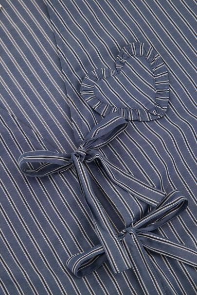 Blue striped blouse with bows & hearts