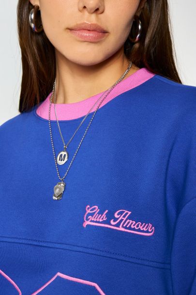 Sweat bleu "89 Club amour"