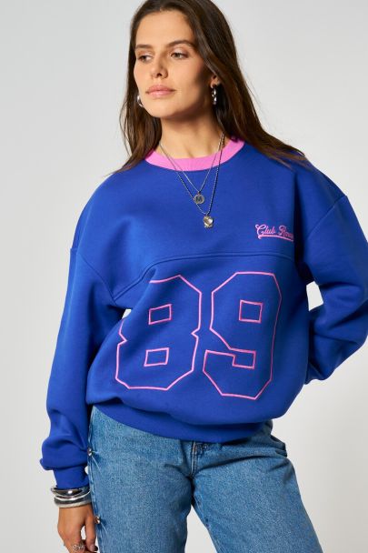 Sweat bleu "89 Club amour"