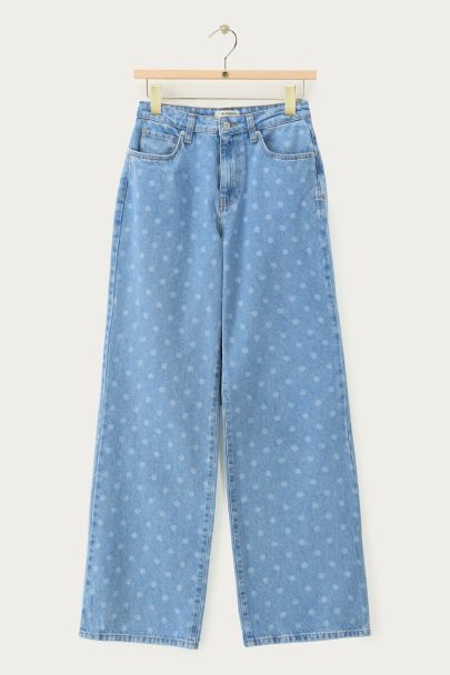 Jean large bleu à pois