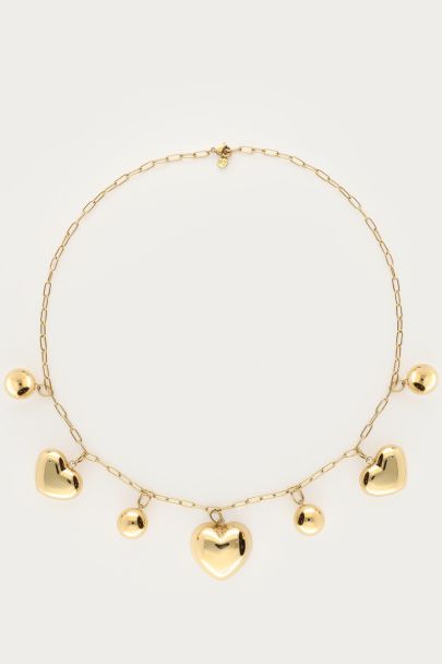 Collier Bold avec petits cœurs et perles fantaisie 