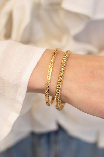 Bracelet jonc Bold rectangulaire avec stries