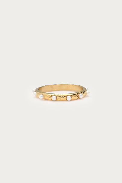 Bold Ring mit Kunstperlen "geh&auml;mmert"