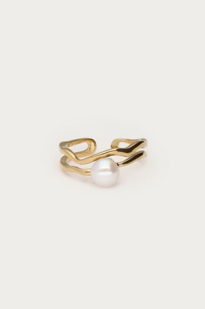 Bague Bold avec vague et perle d'eau douce