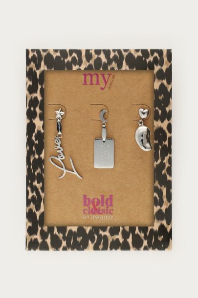 Bold set of three stud earrings