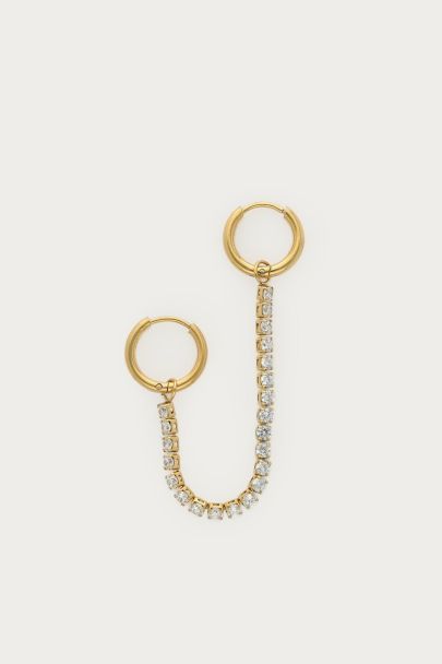 Boucles d'oreilles doubles Bold avec cha&icirc;ne et strass