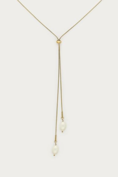 Collier en Y Bold avec cordons et perles d'eau douce