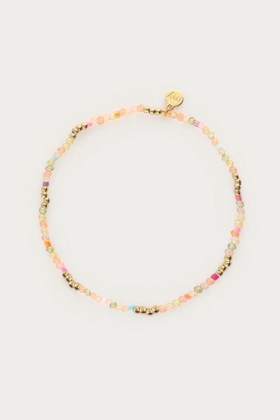 Botanical elastieken armband met groene kralen