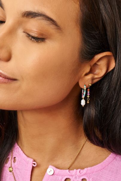 Puces d'oreilles avec mini perles fantaisie multicolores