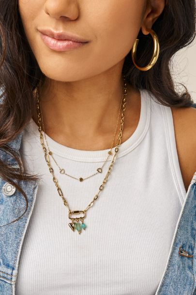 Botanical necklace with open hearts