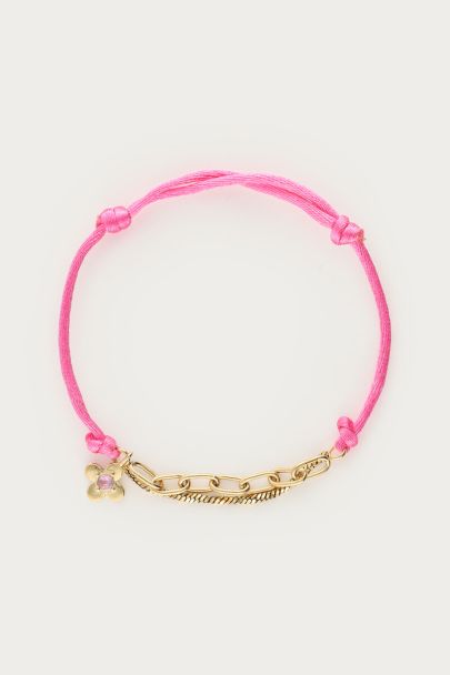 Botanical pinkes Stoffarmband mit Blume