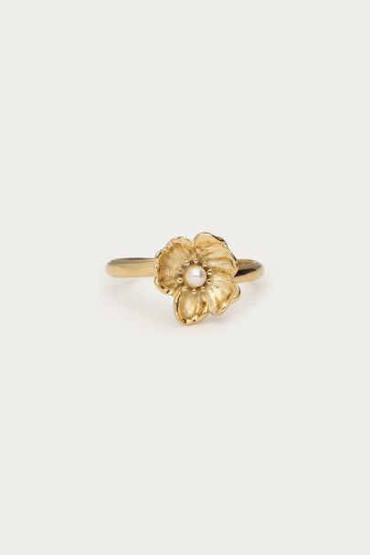 Botanical ring met klaproos bloem
