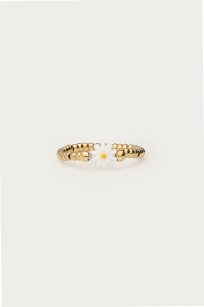 Botanical Stretch-Ring mit weißer Blume