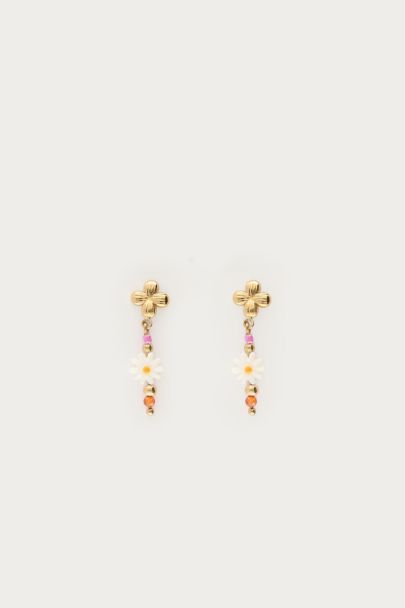 Botanical stud with white flower and beads | My Jewellery