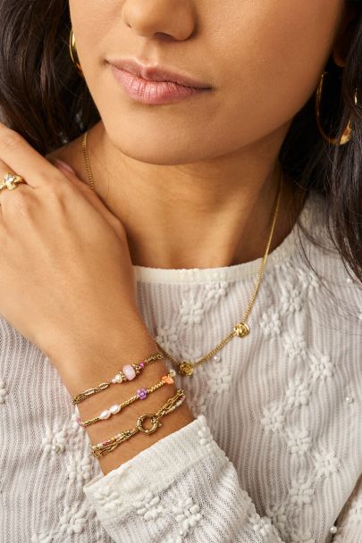 Bracelet Botanical triple avec perles fantaisie vert clair