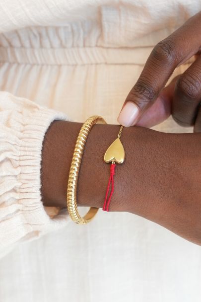 Rode touw armbandje met hartje