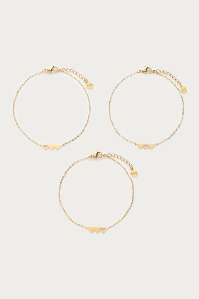 Armbanden set drie hartjes