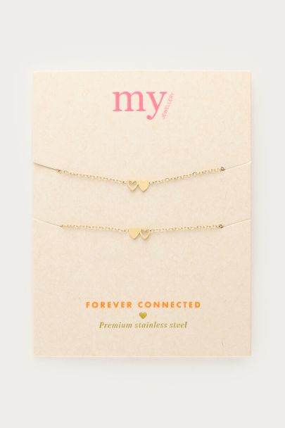 Ensemble de 2 bracelets à 2 coeurs  