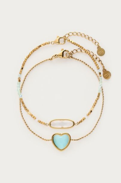 Ensemble de bracelets cœur bleu