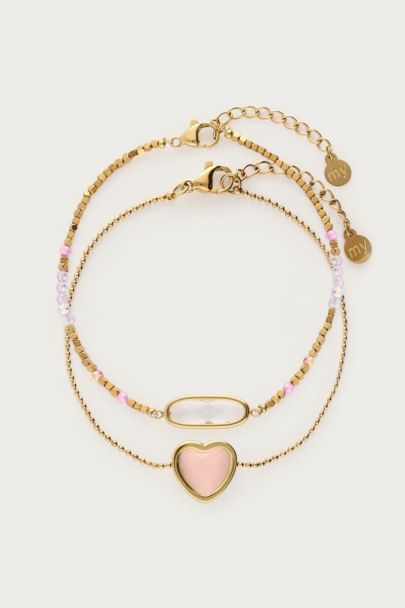Ensemble de bracelets cœur rose