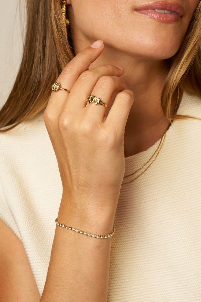 Armband mit Kugelkette und weißer Kordel