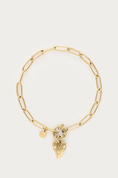 Armband met groot hart en imitatieparels