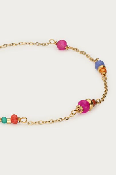 Armband met roze & blauwe kralen