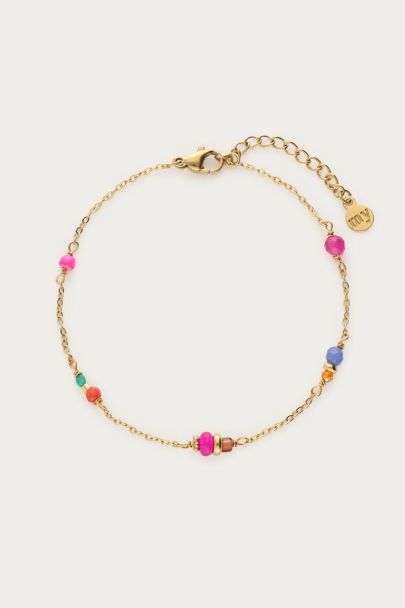 Armband met roze & blauwe kralen