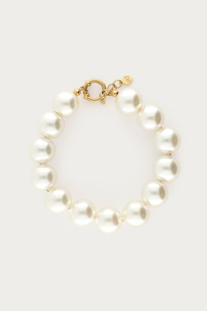 Armband met witte glas parels