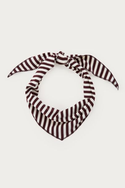 Brown-white striped triangle scarf