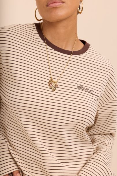 Longue manche rayée marron-blanc 'Club amour'