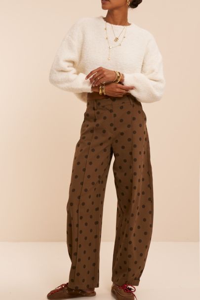 Pantalon marron &agrave; pois