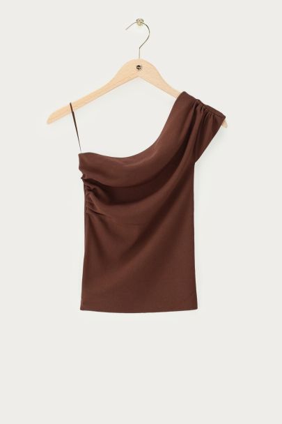 Bruine basic one-shoulder top