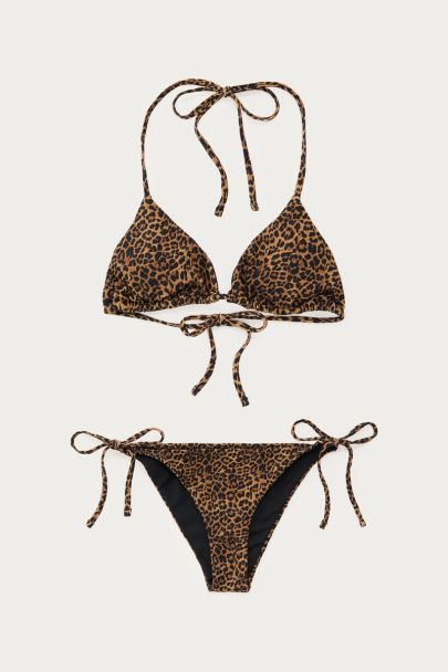 Bruine bikini set met panterprint