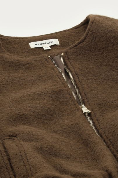 Veste bomber teddy marron en bouclette 