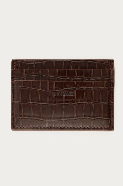 Bruine pasjeshouder met croco design