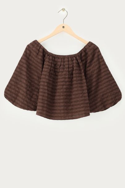 Bruin geruite off-shoulder top
