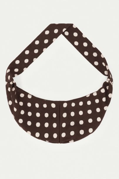 Brown crossbody bag with beige polka dots