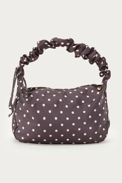 Bruine crossbody tas met polkadot