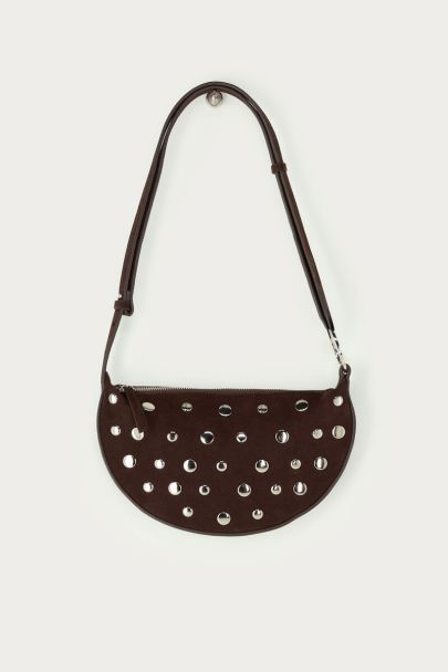 Bruine crossbody tas met studs
