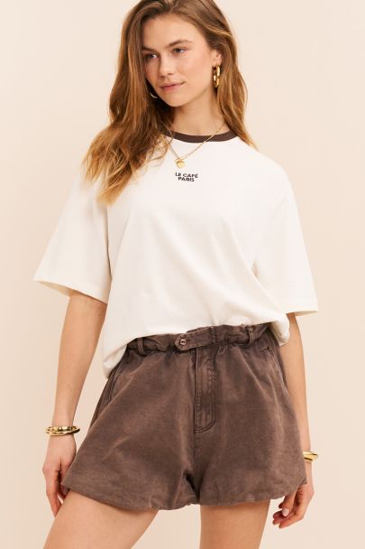 Braune Denim-Ballon-Shorts 